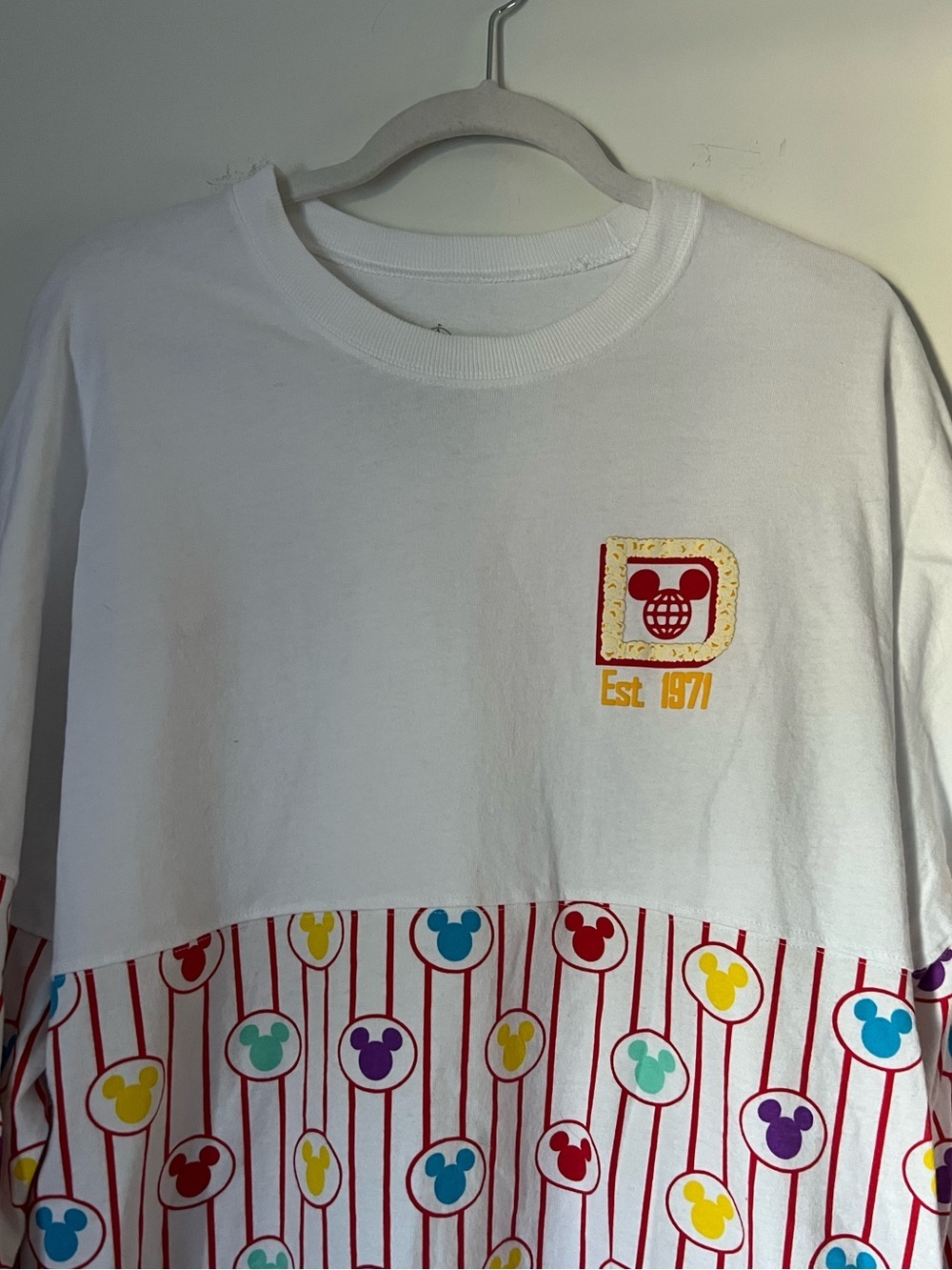 Disney Parks Popcorn + Ballon Spirit Jersey Striped Pattern Multicolored Mickey - Picture 3 of 14